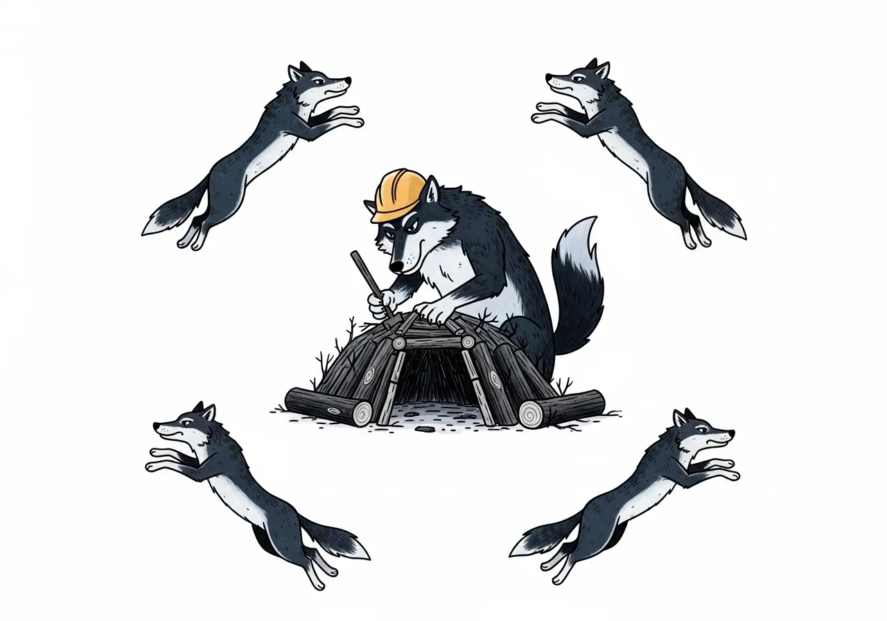 Lobos trabalhando para colocar os projetos no ar